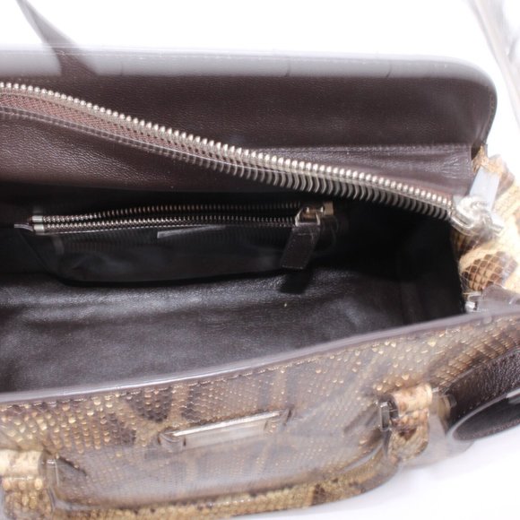Michael Kors Gia Satchel, Mumbay Python, Molaus Natural Minor Defect, New - Picture 6 of 12